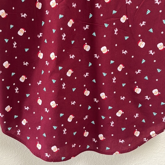 New Sears Roebuck & Co Christmas Santa Holiday Burgundy Button Down, Size Medium - Picture 11 of 13